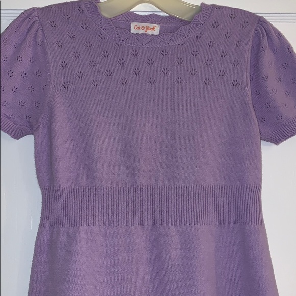 Cat & Jack Lavender Sweater Dress XS 4/5 EUC Short  Sleeves - Picture 12 of 13